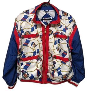 VTG Active Stuff White Nautical Crest Windbreaker Jacket 80s 90s Women's Sz L